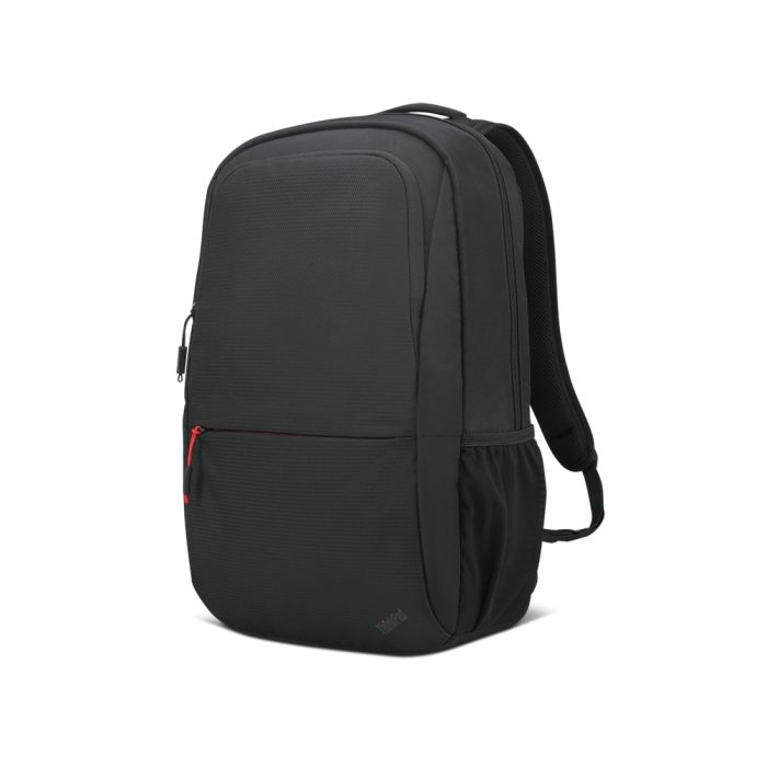Mochila Lenovo Thinkpad Essential 16” en negro y rojo, ideal para laptops y trabajo diario.