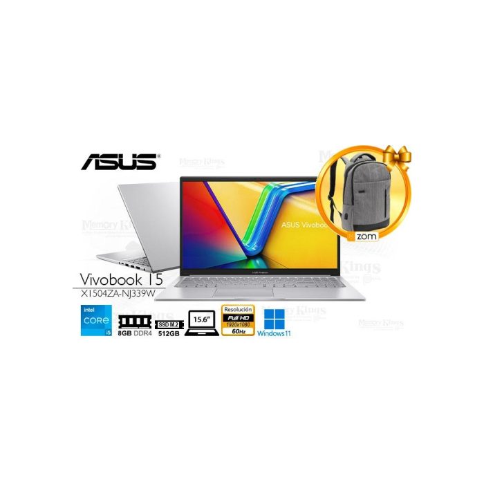 LAPTOP Core i5-1235U ASUS Vivobook 15 X1504ZA-NJ339W 8|512|15.6" grafica Intel Iris Xe, W11HOME