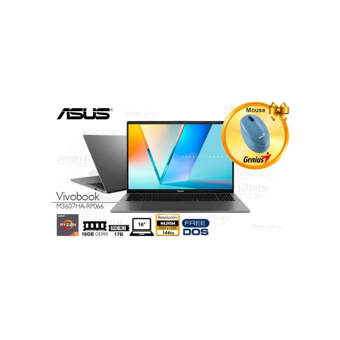 Laptop Asus Vivobook S16, Ryzen 9, 1TB SSD, 16" con gráfica Radeon - Potencia y estilo.