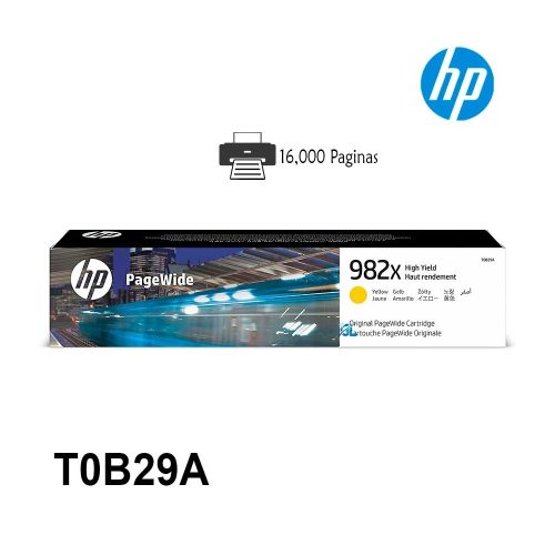 Cartucho de tinta HP 982X amarillo de alta capacidad para impresoras, rendimiento óptimo y colores vibrantes