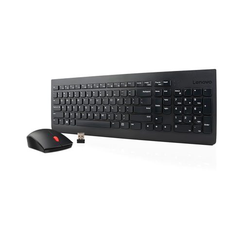Teclado + Mouse Lenovo, Inalámbrico, Color Negro, (Kit Combo)
