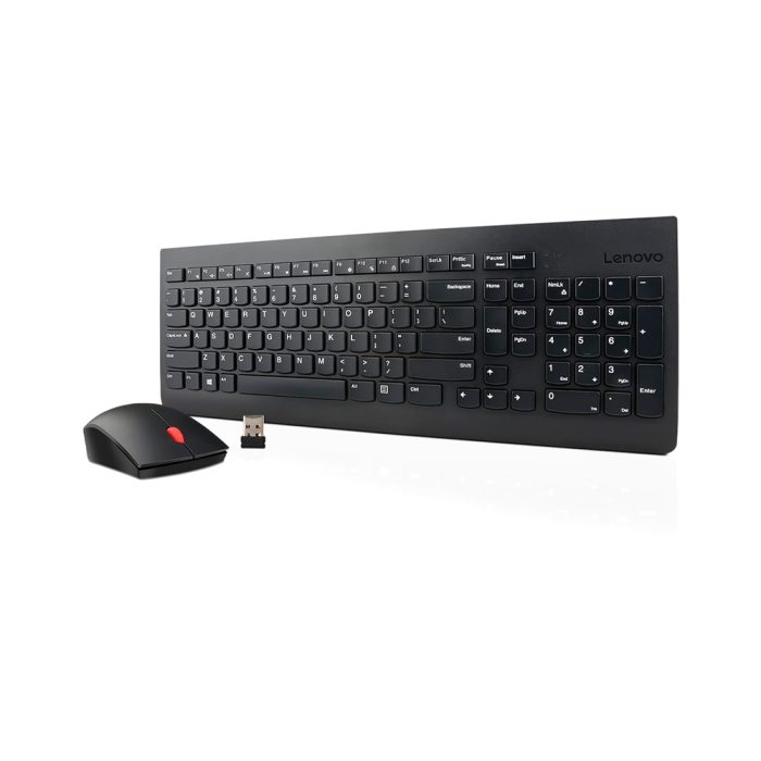 Teclado + Mouse Lenovo, Inalámbrico, Color Negro, (Kit Combo)