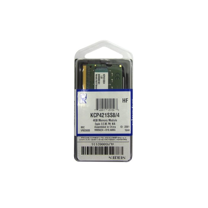 Memoria Kingston KCP421SS8/4, 4GB DDR4, SODIMM, 2133MHz.