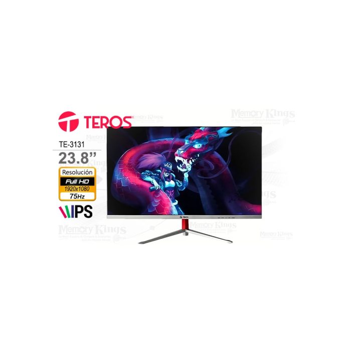 Monitor curvo Teros TE-3131 de 23.8" FHD, 75Hz, 5ms - Ideal para juegos y trabajo