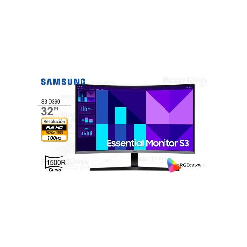 Monitor curvo Samsung 32" Essential S3 FHD - Experiencia inmersiva y diseño elegante