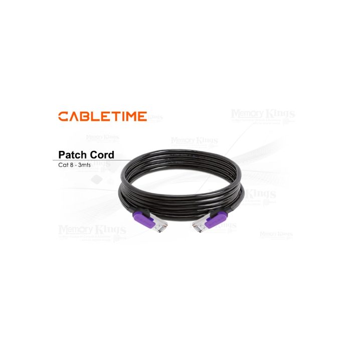 Cable de red Cat 8 CABLETIME de 3 metros - Alta velocidad y rendimiento para tu conexión ideal
