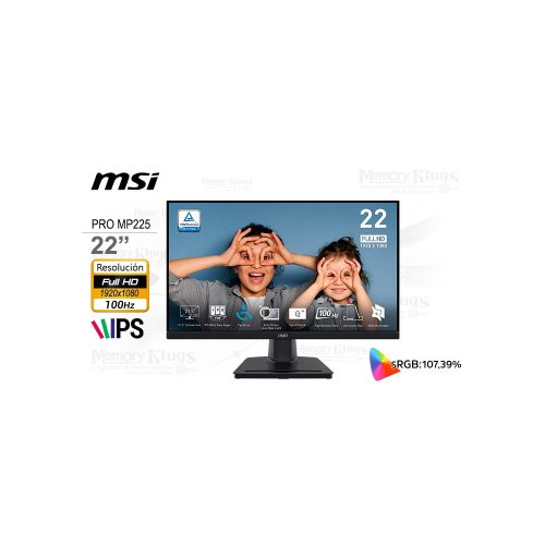 Monitor MSI Pro MP225 22" FHD, IPS, 100Hz, 1ms - Pantalla ideal para gaming y trabajo profesional