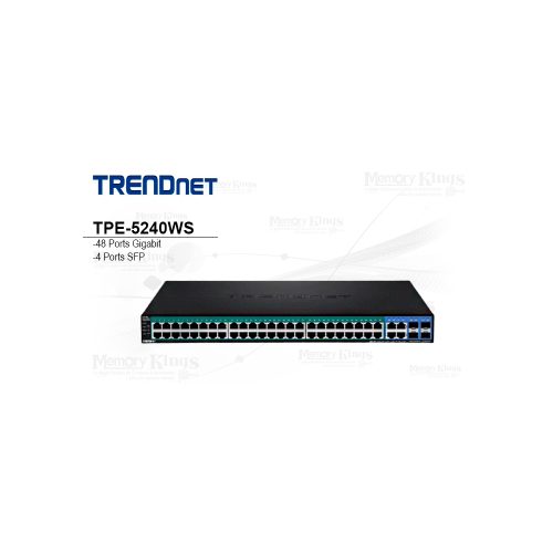 Switch Gigabit de 52 puertos PoE+ Trendnet TPE-5240WS, alto rendimiento y gestión inteligente