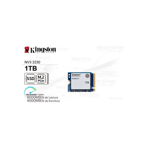 SSD M.2 PCIe 1TB Kingston NV3 de alta velocidad, compacto y eficiente para tu PC o laptop