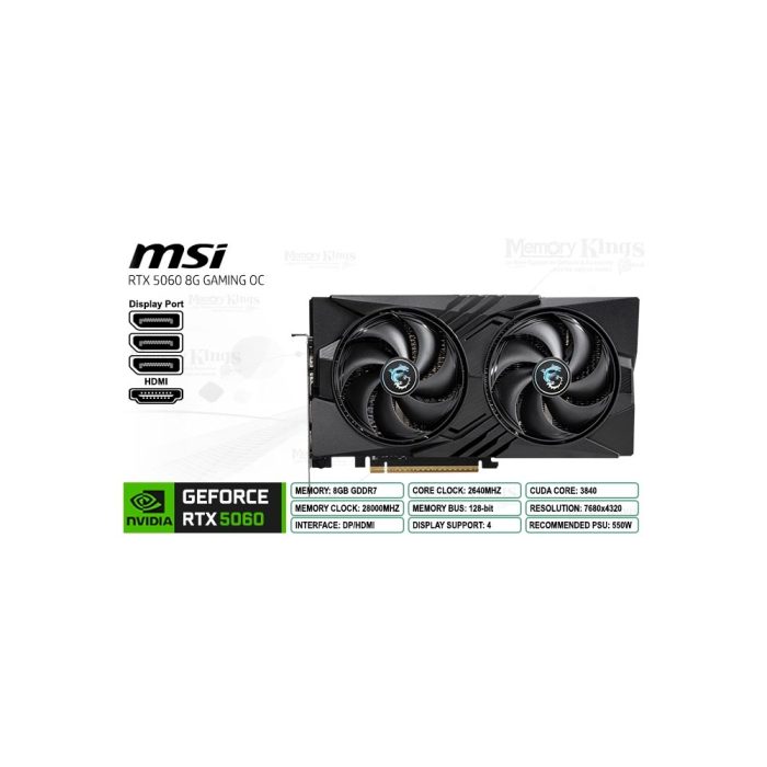 Tarjeta Gráfica MSI GeForce RTX 5060, 8GB, 128 bit, alto rendimiento para gaming