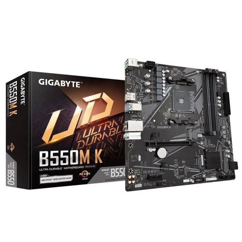 Placa madre Gigabyte B550M K M-ATX, 4 slots DDR4, 4733 MHz OC, HDMI y DP para PCs de alto rendimiento