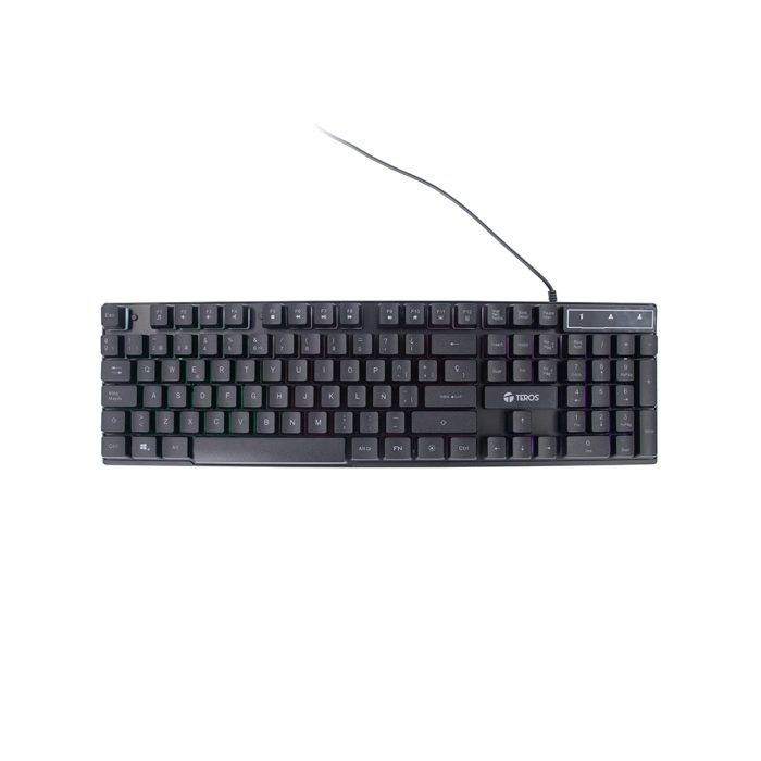 Teclado gamer TEROS TE-4072G RGB USB negro - Ilumina tu juego con estilo y precisión