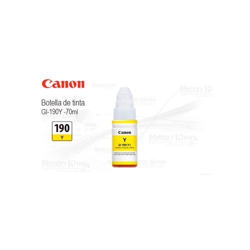 Botella de Tinta Canon GI-190 Amarilla 70ml - Ideal para Impresoras de Gran Volumen