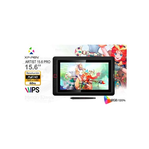 Pantalla XP-Pen Artist 15.6 Pro FHD IPS, ideal para dibujo digital y diseño gráfico, compacta y versátil