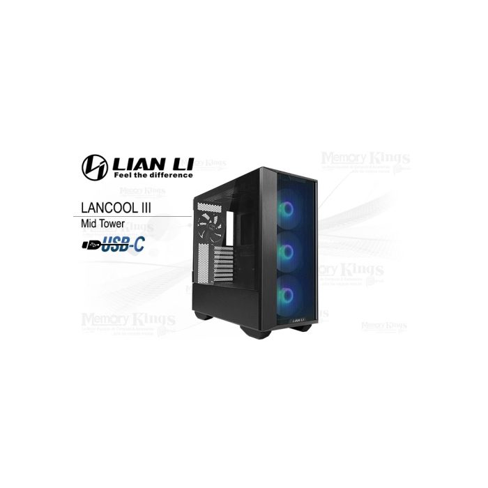 Caja Mid Tower Lian Li Lancool III ARGB Negra - Diseño Premium y Iluminación Personalizable