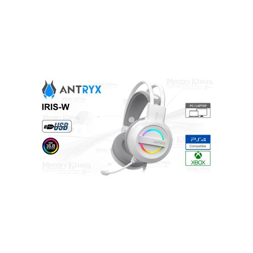 Auricular gaming ANTRYX IRIS-W 7.1 gris con sonido envolvente y cómoda compatibilidad