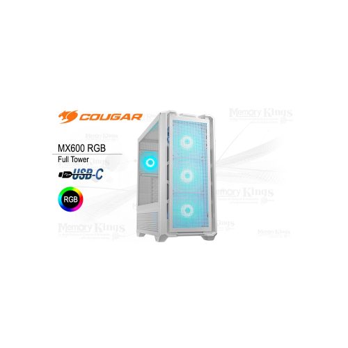 Caja Full Tower Cougar MX600 en color blanco con RGB - Espacio amplio y diseño elegante