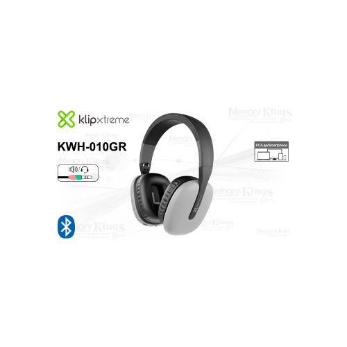 Auriculares Klip Xtreme ZoundTune KWH-010GR en gris, sonido potente, diseño cómodo y portátil