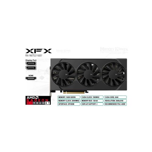Tarjeta gráfica XFX Radeon RX 9060 XT, 16GB, 128 bit, overclocking, color negro, alto rendimiento