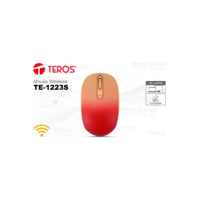 Mouse óptico inalámbrico TEROS TE-1223S con receptor USB, 800-1600 DPI y 4 botones - Comodidad y precisión