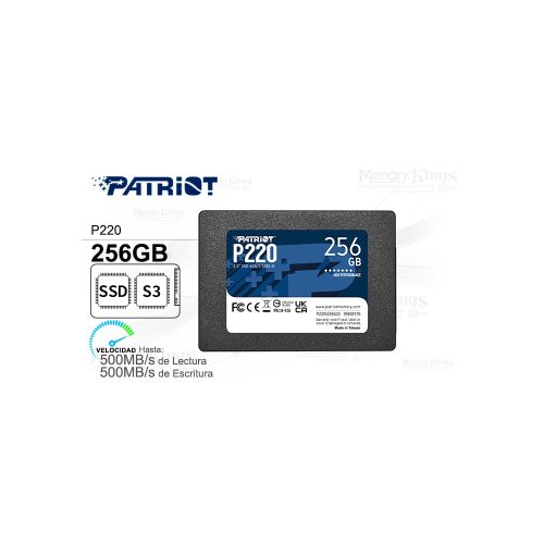 SSD Patriot P220 de 256GB 2.5" SATA - Almacenamiento rápido y confiable para tus dispositivos