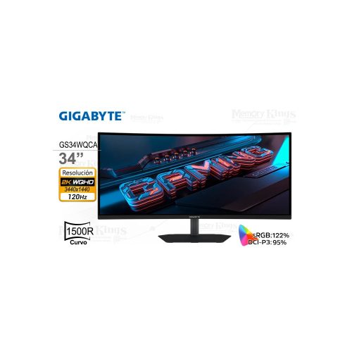 Monitor curvo Gigabyte GS34WQCA 34" 2K WQHD 120Hz 1ms para gaming - Alta velocidad y gran inmersión