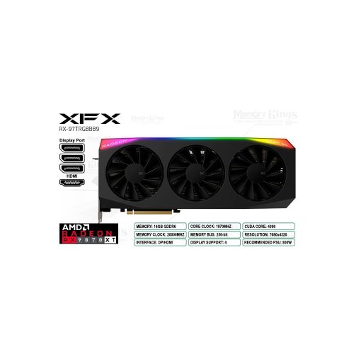 XFX Radeon RX 9070 XT 16GB 256-Bit - Tarjeta Gráfica RGB de Alto Rendimiento para Gaming