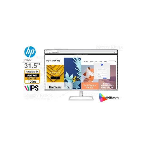 Monitor HP 31.5" Serie 5 532sf IPS FHD con HDMI y VGA - Calidad de imagen excepcional y gran tamaño