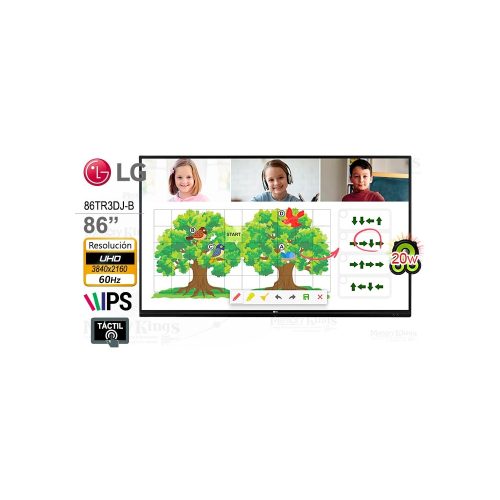 Pizarra interactiva LG 86" 86TR3DJ-B IPS UHD - Pantalla táctil de alta definición para aulas y oficinas
