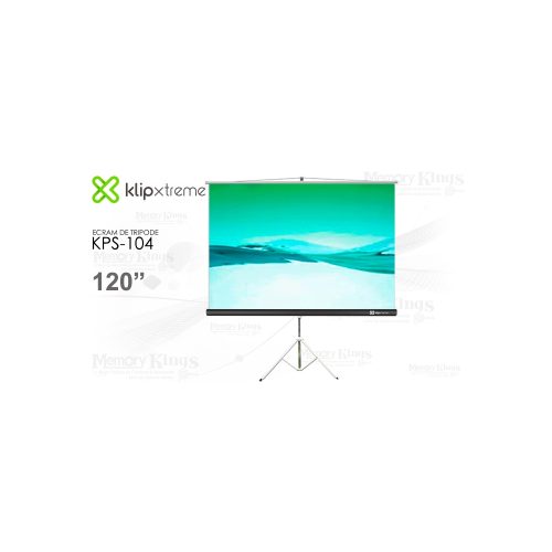 Pantalla de proyección KlipXtreme KPS-104 retráctil 120" con trípode, ideal para presentaciones profesionales