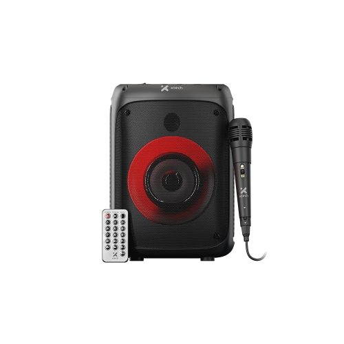 Xtech XTS-661 altavoz portátil inalámbrico negro con luces y micrófono, sonido SonicBloom