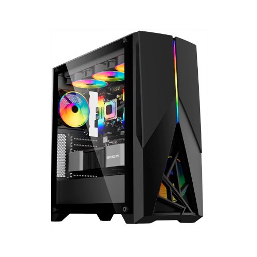 Caja Gamer Teros TE-1174N Mid Tower Negra con Ventilador ARGB, USB 3.0 y Audio para Gaming