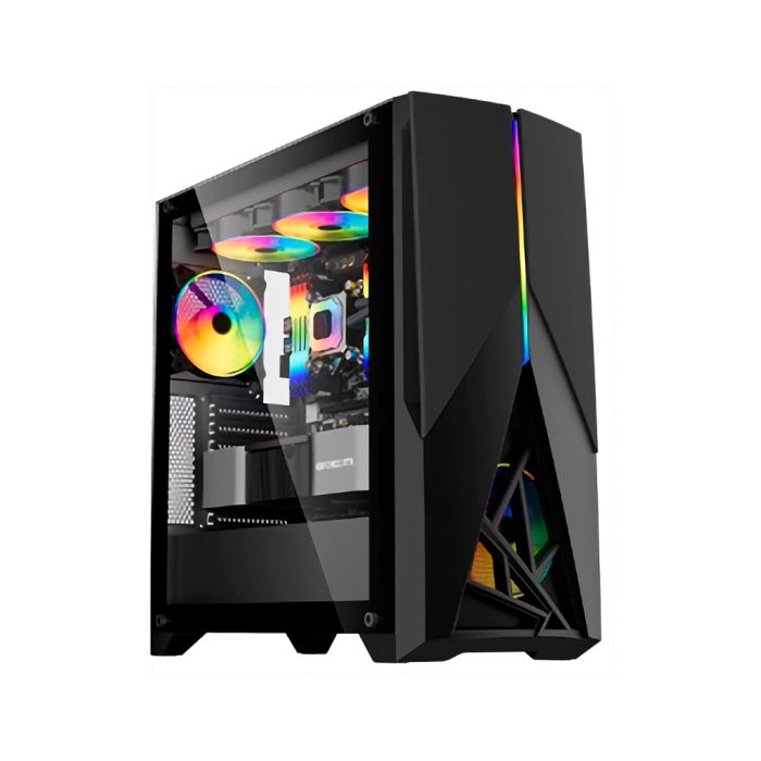 Caja Gamer Teros TE-1174N Mid Tower Negra con Ventilador ARGB, USB 3.0 y Audio para Gaming