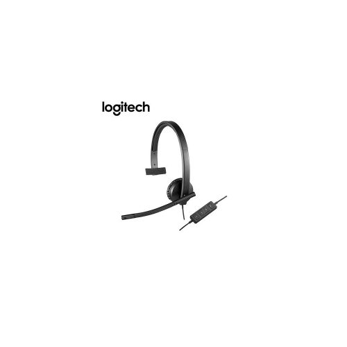 Auriculares con micrófono Logitech H570E USB Mono - Diseño cómodo y color negro, ideal para trabajo.