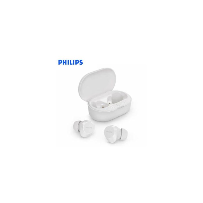 Audífonos Philips True Wireless TAT1209WT con micrófono, 18 horas de batería, IPX4, Bluetooth y carga USB-C, blancos