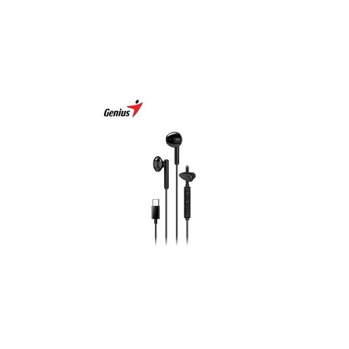 Audífonos in-ear Genius HS-M366 con micrófono y conexión USB-C, color negro, sonido de alta calidad