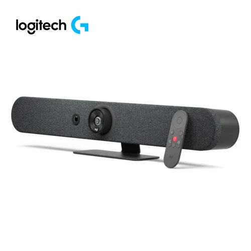 Cámara Logitech Rally Bar Mini 4K para salas pequeñas, conexión USB, color grafito, videoconferencia profesional