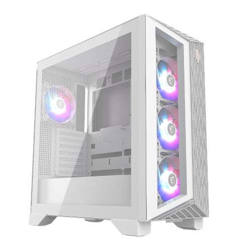 Gabinete gamer MSI MPG GUNGNIR 210R blanco ATX con iluminación ARGB y panel de vidrio templado