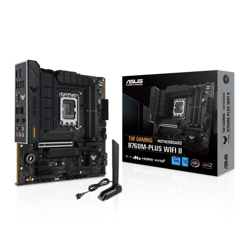 Placa base Asus TUF Gaming B760M-Plus WiFi II, Intel B760, LGA1700, formato ATX, rendimiento optimizado