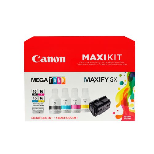 Tinta Canon GI-16 Mega Kit: Negro, Cian, Magenta y Amarillo para Impresión de Alta Calidad