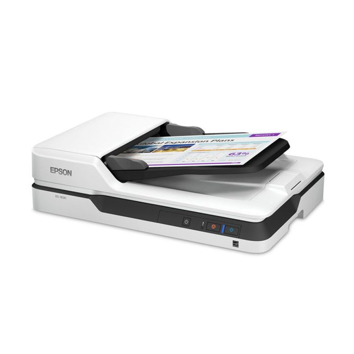 Escáner Epson DS-1630, 600 dpi, 25 ppm, ADF, ideal para escaneos rápidos y eficientes en casa u oficina.