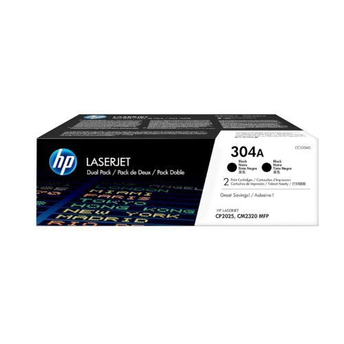 Toner HP CC530AD (304A) dealta capacidad, color negro, compatible con impresoras láser, calidad profesional.