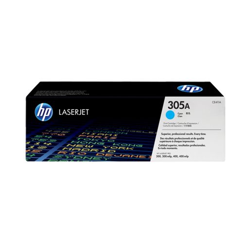 Tóner HP CE411A (305A) Cyan para LaserJet Pro 400 - Rendimiento de 2600 páginas, calidad profesional