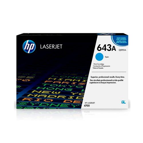 Tóner HP Q5951A 643A Cyan paraimpresoras LaserJet 4700 - Rendimiento óptimo y gran calidad de impresión