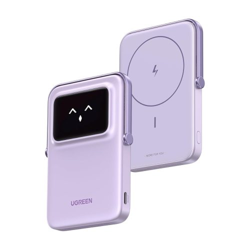 Cargador Inalámbrico UGREEN UNO 20W, Power Bank 10000mAh, Color Púrpura, Compatible con Todos los Dispositivos