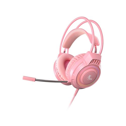 Headset Xtech XTH-564 Rosa con Conexión 3.5mm y USB - Ideal para Computadora y Consolas de Juego
