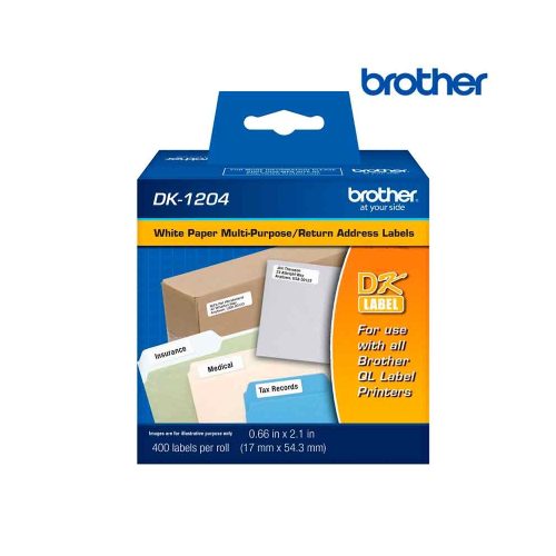 Etiquetas Autoadhesivas Papel Brother DK1204 - Pack de 400 Labels para Impresoras Térmicas