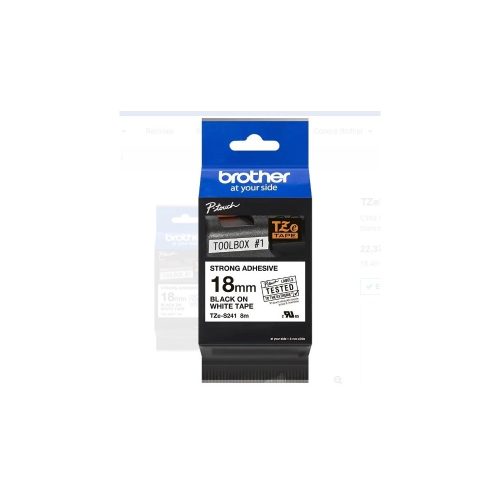 Cinta de Etiquetado Brother TZeS241 Blanco sobre Negro 3/4" (18mm) Ideal para Uso Industrial