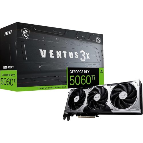 MSI GeForce RTX 5060 Ti 16G VENTUS 3X OC - Tarjeta Gráfica Gaming, 3 Salidas DisplayPort, 2617 MHz, Alto Rendimiento