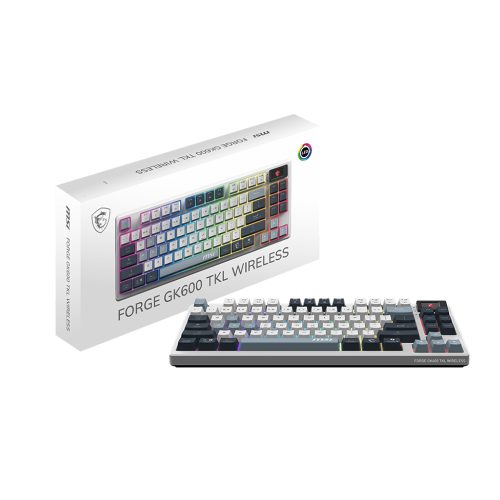 Teclado Gaming MSI Forge GK600 TKL Inalámbrico Sky - Compacto, Alta Velocidad y Personalizable